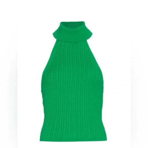 Alice + Olivia Ike Green Cable Halter Top Small $295 - Picture 6 of 9